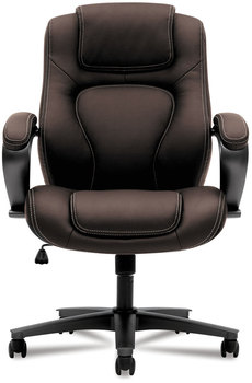 HON® HVL402 Series Executive High-Back Chair Supports Up to 250 lb, 17" 21" Seat Height, Brown Seat/Back, Black Base