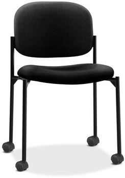 HON® VL606 Stacking Guest Chair without Arms Fabric Upholstery, 21.25" x 21" 32.75", Black Seat, Back, Base