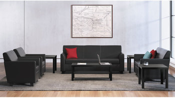 HON® Circulate™ Reception Seating Sofa Leather Three-Cushion 73w x 28.75d 32h, Black