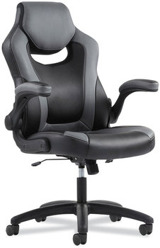 Sadie™ 9-One-One High-Back Racing Style Chair with Flip-Up Arms Supports Up to 225 lb, Black Seat, Gray Back, Base