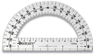 Westcott® 180 Degree Protractor Plastic, 6" Ruler Edge/180 Clear