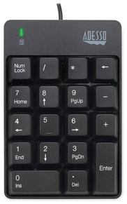 Adesso Spill-Resistant 18-Key Numeric Keypad Black
