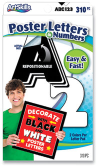 ArtSkills® Black and White Poster Letters Numbers 10"h, 310/Pack