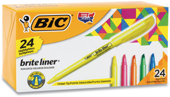 BIC® Brite Liner® Highlighter Value Pack, Assorted Ink Colors, Chisel Tip, Barrel 24/Set