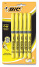 A Picture of product BIC-31289 BIC® Brite Liner® Grip Pocket Highlighter Fluorescent Yellow Ink, Chisel Tip, Yellow/Black/Silver Barrel, 5/Pack
