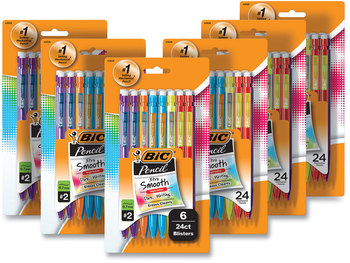 BIC® Xtra-Smooth Bright Edition Mechanical Pencils 0.7 mm, HB (#2), Black Lead, Assorted Barrel Colors, 24/Pack, 6 Packs/Carton