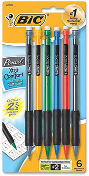 BIC® Xtra-Comfort Mechanical Pencil 0.7 mm, HB (#2), Black Lead, Assorted Barrel Colors, 6/Pack