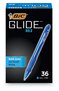 A Picture of product BIC-VLGB361BE BIC® GLIDE™ Bold Retractable Ball Pen Ballpoint Value Pack, 1.6 mm, Blue Ink, Translucent Barrel, 36/Pack