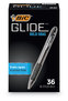 A Picture of product BIC-VLGB361BK BIC® GLIDE™ Bold Retractable Ball Pen Ballpoint Value Pack, 1.6 mm, Black Ink, Smoke Barrel, 36/Pack