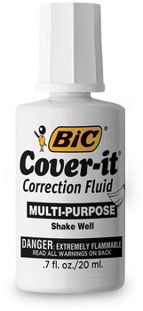 BIC® Cover-It® Correction Fluid 20 ml Bottle, White, Dozen
