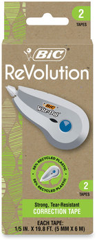 BIC® Wite-Out® Brand ECOlutions® Mini Correction Tape Ecolutions Non-Refillable, White, 0.2" x 19.8 ft, 2/Pack