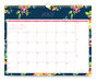 A Picture of product BLS-107934 Blue Sky® Day Designer Peyton Academic Year Wall Calendar Floral Artwork, 15 x 12, White/Navy Sheets, 12-Month (July to June): 2023 2024