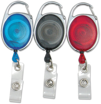 SICURIX® Quick Clip Card Reels 30" Extension, Blue/Red/Smoke, 3/Pack