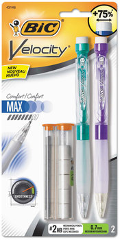 BIC® Velocity® Max Pencil 0.7 mm, HB (#2), Black Lead, Assorted Barrel Colors, 2/Pack