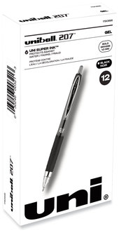 uniball® Signo 207™ Retractable Gel Pen Bold 1 mm, Black Ink, Smoke/Black Barrel, Dozen