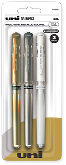 uniball® Impact™ Bold Gel Pen Stick, 1 mm, Assorted Marvelous Metallics Ink and Barrel Colors, 3/Pack