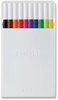 A Picture of product UBC-24836 uniball® EMOTT Pen Porous Point Stick, Fine 0.4 mm, Assorted Ink Colors, White Barrel, 10/Pack