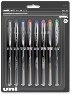 uniball® VISION ELITE™ Stick Roller Ball Pen Hybrid Gel Fine 0.5 mm, Assorted Ink and Barrel Colors