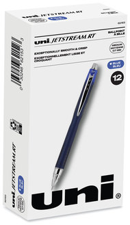 uniball® Jetstream™ Retractable Ballpoint Pen Hybrid Gel Fine 0.7 mm, Blue Ink, Blue/Silver Barrel