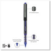 A Picture of product UBC-60108 uniball® VISION™ Stick Roller Ball Pen Extra-Fine 0.5 mm, Blue Ink, Gray/Blue/Clear Barrel, Dozen