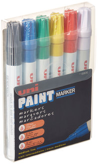 uni®-Paint Permanent Marker Medium Bullet Tip, Assorted Colors, 6/Set