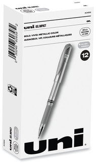 uniball® Gel IMPACT™ Pen Stick, Medium 1 mm, Silver Metallic Ink, Barrel