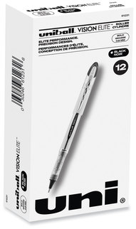 uniball® VISION ELITE™ Stick Roller Ball Pen Hybrid Gel Bold 0.8 mm, Black Ink, White/Black/Clear Barrel