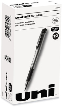 uniball® 207™ Impact™ Stick Gel Pen Bold 1 mm, Black Ink, Silver/Black Barrel