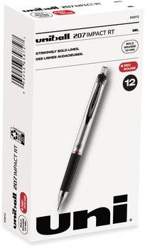 uniball® 207™ Impact™ Retractable Gel Pen Bold 1 mm, Red Ink, Black/Red Barrel