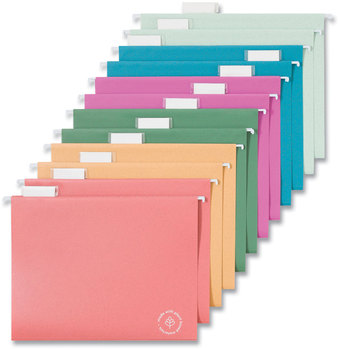 U Brands U-Eco™ Hanging File Folders Letter Size, 1/5-Cut Tabs, Assorted, 12/Pack