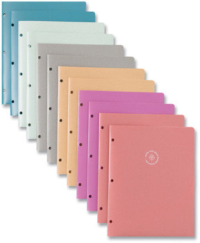 U Brands U-Eco™ Poly 2-Pocket Folders Two-Pocket Three-Hole Punched, Poly/Wheat Straw, 11 x 8.5, Assorted,12/Pack