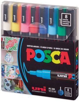 POSCA™ Permanent Specialty Marker Fine Bullet Tip, Assorted Colors, 8/Pack