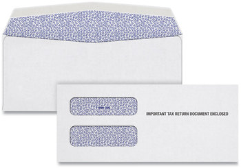 TOPS™ 1099 Double Window Envelope Commercial Flap, Gummed Closure, 3.75 x 8.75, White, 24/Pack