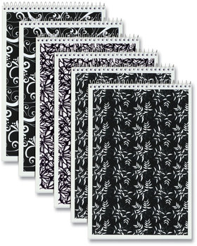 TOPS™ Fashion Steno Book Pad, Gregg Rule, Assorted Abstract Floral Headband Designs. 6 X 9 in. 80 Sheets. White. 6 books/pack.