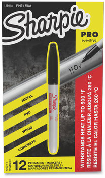 Sharpie® Industrial Permanent Marker Fine Bullet Tip, Black, Dozen
