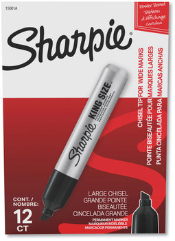 Sharpie® King Size™ Permanent Marker Broad Chisel Tip, Black, Dozen