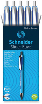 Schneider® Slider® Rave XB Ballpoint Pen Retractable, Extra-Bold 1.4 mm, Blue Ink, Blue/Light Barrel