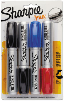 Sharpie® King Size™ Permanent Marker Broad Chisel Tip, Assorted Colors, 4/Set