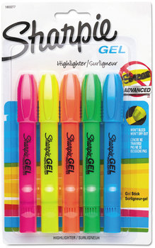 Sharpie® Gel Highlighters Assorted Ink Colors, Bullet Tip, Barrel 5/Set