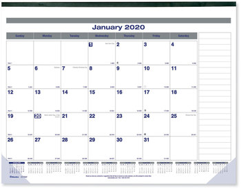 Blueline® Net Zero Carbon™ Monthly Desk Pad Calendar 22 x 17, White/Gray/Blue Sheets, Black Binding, 12-Month (Jan to Dec): 2024