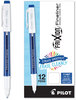 A Picture of product PIL-11467 Pilot® FriXion Fineliner Erasable Marker Pen Porous Point Stick, Fine 0.6 mm, Blue Ink, Blue/White Barrel, Dozen