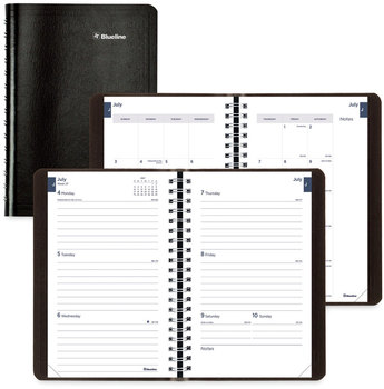 Blueline Academic Weekly/Monthly Planner 8 x 5, Black Cover, 13-Month (Jul to Aug): 2023 2024