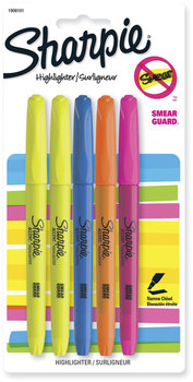 Sharpie® Pocket Style Highlighters Assorted Ink Colors, Chisel Tip, Barrel 5/Set