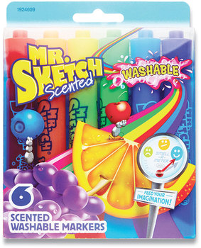 Mr. Sketch® Scented Watercolor Marker Penny Candy Set, Broad Chisel Tip, Assorted Colors, 6/Pack