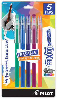 Pilot® FriXion ColorSticks Erasable Gel Ink Pen Stick, Fine 0.7 mm, Assorted and Barrel Colors, 5/Pack