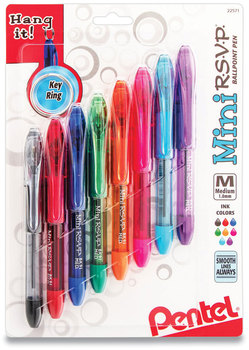 Pentel® Mini R.S.V.P.® Ballpoint Pen Stick, Medium 1 mm, Assorted Ink and Barrel Colors, 8/Pack