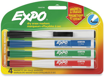 EXPO® Magnetic Dry Erase Marker Fine Bullet Tip, Assorted Colors, 4/Pack