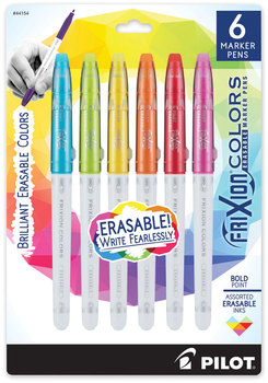 Pilot® FriXion Colors Erasable Marker Pens Porous Point Pen, Stick, Bold 2.5 mm, Six Assorted Artistic Ink and Barrel 6/Pack