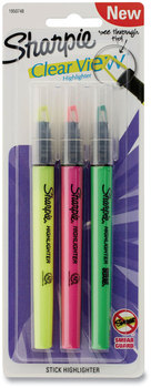 Sharpie® Clearview Pen-Style Highlighter Assorted Ink Colors, Chisel Tip, Barrel 3/Pack