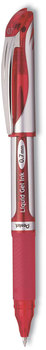 Pentel® EnerGel® Deluxe Liquid Gel Pen Stick, Medium 0.7 mm, Red Ink, Silver/Red Barrel, Dozen